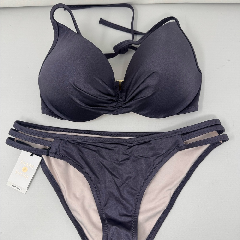 Shade & Shore Women's Dark Gray Bikini Set